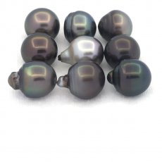 Lot of 9 Tahitian Pearls Semi-Baroque C/D from 12 to 12.4 mm