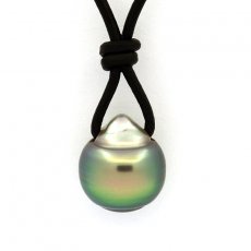 Leather Necklace and 1 Tahitian Pearl Ringed C 10.7 mm