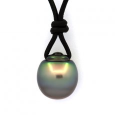 Leather Necklace and 1 Tahitian Pearl Ringed C 13.2 mm