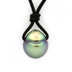 Leather Necklace and 1 Tahitian Pearl Ringed B 11.3 mm