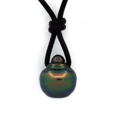 Leather Necklace and 1 Tahitian Pearl Ringed B 11.5 mm