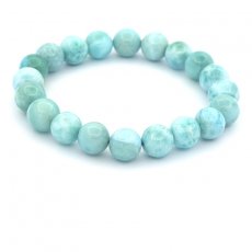 Bracelet of 20 Larimar Beads 9 to 9.5 mm - 15 cm - 22.1 gr