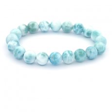 Bracelet of 20 Larimar Beads - 9.5 to 9.7 mm - 16 cm - 25.8 gr