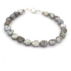 Bracelet of 21 Tahitian Keishis and Sterling Silver