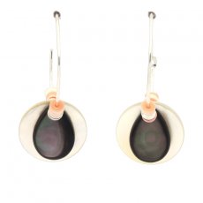 Rhodiated Sterling Silver Earrings and Tahitian Mother-of-Pearl