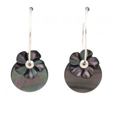 Rhodiated Sterling Silver Earrings and Tahitian Mother-of-Pearl