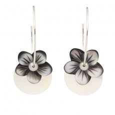 Rhodiated Sterling Silver Earrings and Tahitian Mother-of-Pearl