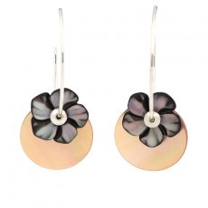 Rhodiated Sterling Silver Earrings with Tahitian and Australian Mother-of-Pearl