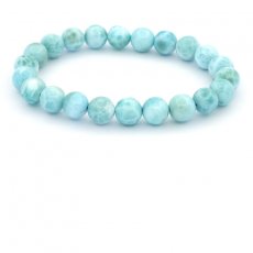 Bracelet of 22 Larimar Beads - 8 to 8.4 mm - 16 cm - 17.8 gr
