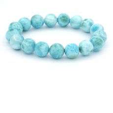 Bracelet of 17 Larimar Beads - 11.7 to 12.2 mm - 17 cm - 41.3 gr
