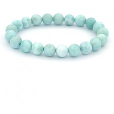 Bracelet of 21 Larimar Beads - 8.5 to 8.8 mm - 16 cm - 19.5 gr