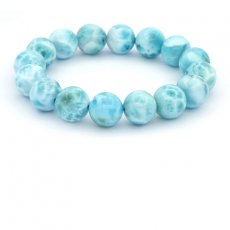 Bracelet of 16 Larimar Beads - 12.7 to 13 mm - 18 cm - 50.9 gr
