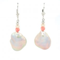 Sterling Silver Earrings and 2 Freshwater Keishis B 16 mm