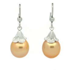Silver Earrings with 2 Australian Pearls Semi-Baroque C 11.3 mm