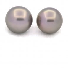 Lot of 2 Tahitian Pearls Round C 12 mm