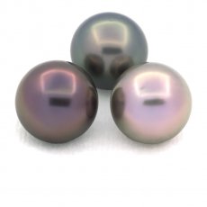 Lot of 3 Tahitian Pearls Round C from 12 mm