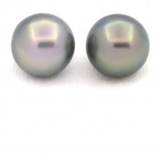 Lot of 2 Tahitian Pearls Round C 12 mm