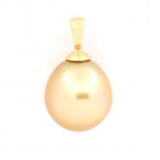 18K solid Gold Pendant and 1 Australian Pearl Semi-Baroque C 12.8 mm