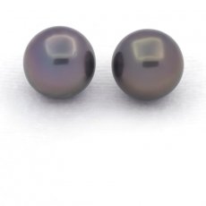 Lot of 2 Tahitian Pearls Round C 10.4 and 10.5 mm