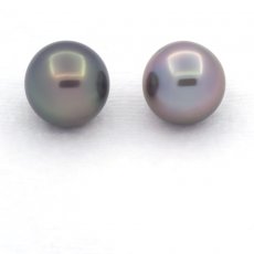 Lot of 2 Tahitian Pearls Near-Round C from 10.4 to 10.6 mm