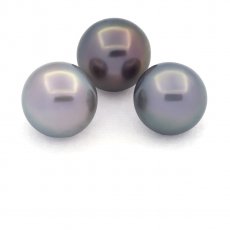 Lot of 3 Tahitian Pearls Near-Round C from 12 to 12.3 mm