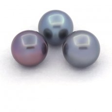 Lot of 3 Tahitian Pearls Semi-Baroque C from 11 to 11.4 mm