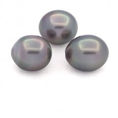 Lot of 3 Tahitian Pearls Semi-Baroque B from 10.6 to 10.9 mm