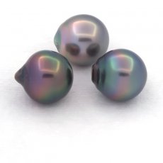 Lot of 3 Tahitian Pearls Semi-Baroque B from 10.6 to 10.7 mm