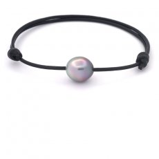 Leather Bracelet and 1 Tahitian Pearl Semi-Baroque B 10.8 mm