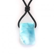 Leather Necklace and 1 Larimar - 22 x 15 x 9 mm - 6 gr