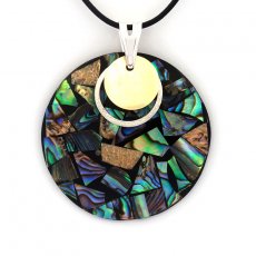 Abalone and Australian Mother-of-Pearl Silver Pendant - Leather Necklace