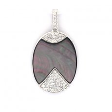 Tahitian Mother-of-Pearl Pendant and Rhodiated Sterling Silver