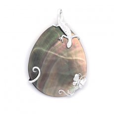 Tahitian Mother-of-Pearl Pendant and Rhodiated Sterling Silver