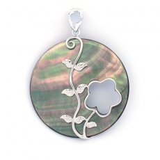 Tahitian Mother-of-Pearl Pendant and Rhodiated Sterling Silver