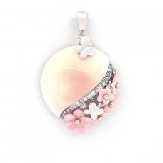Lambi Shell and Rhodiated Sterling Silver Pendant