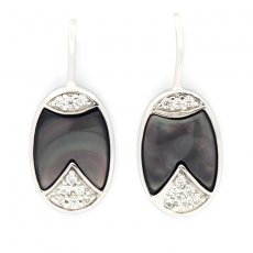 Rhodiated Sterling Silver Earrings and Tahitian Mother-of-Pearl