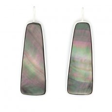 Rhodiated Sterling Silver Earrings and Tahitian Mother-of-Pearl