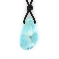 Leather Necklace and 1 Larimar - 31 x 17 x 9 mm - 8.2 gr