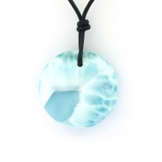 Leather Necklace and 1 Larimar - 22 x 7.5 mm - 6.6 gr