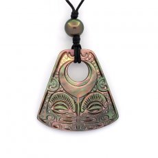 Leather Necklace and 1 Tahitian Pearl Round C 9.7 mm