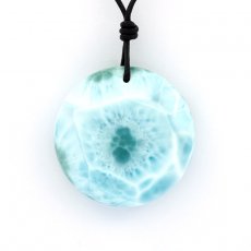 Leather Necklace and 1 Larimar - 31 x 11 mm - 19 gr