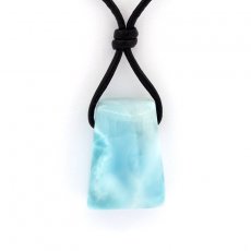 Leather Necklace and 1 Larimar - 25 x 18 x 10 mm - 9.3 gr