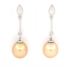Silver Earrings with 2 Australian Pearls Semi-Baroque B/C 9.2 mm
