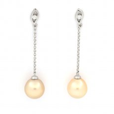 Silver Earrings with 2 Australian Pearls Semi-Baroque B/C 9.3 mm