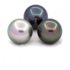 Lot of 3 Tahitian Pearls Round C from 11.2 to 11.4 mm