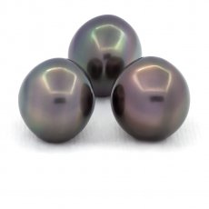 Lot of 3 Tahitian Pearls Semi-Baroque C from 13.7 to 13.9 m