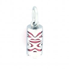 Silver and Pink Agate Tiki - 10 mm - Luck