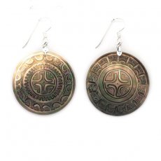 Rhodiated Sterling Silver Earrings and Tahitian Mother-of-Pearl
