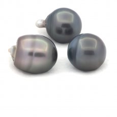 Lot of 3 Tahitian Pearls Ringed C from 13 to 13.3 mm