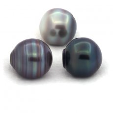 Lot of 3 Tahitian Pearls Ringed C 13 mm